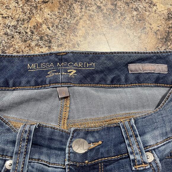 Melissa McCarthy Seven7 Jeans Skinny Slimming Boho Embroidered Floral Blue 8 - Picture 2 of 7